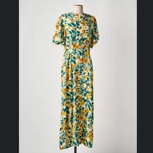 NWT Atelier Reve Floral Maxi Dress Size 36 Short Sleeve Prairie Cottagecore
